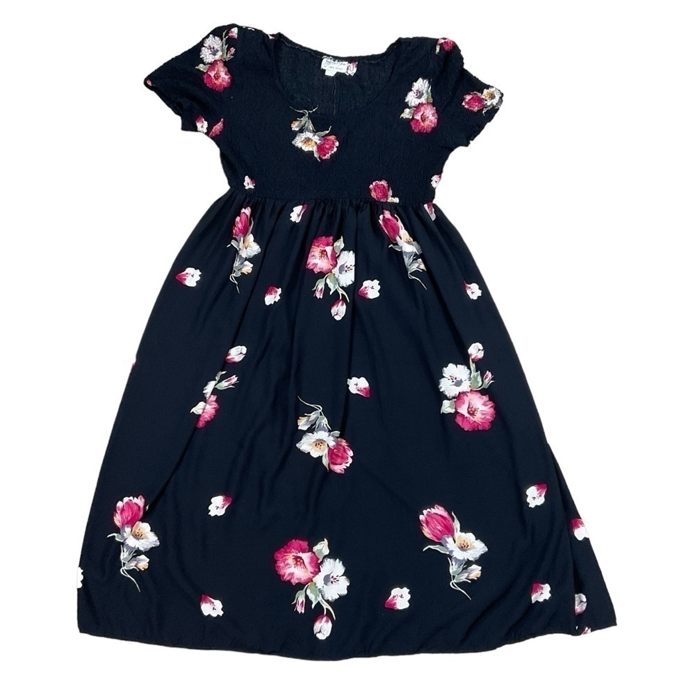 Vintage Jeffrey & Dara by Linda Hutley Floral dress Size 12 Rayon Shoulder Pads
